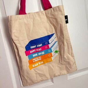 Emily Henry FREE with purchase of 2 books - Book Stack Tote with Pink Handles